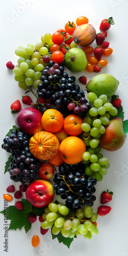 Exibição de frutas coloridas em um fundo branco © Alexandre