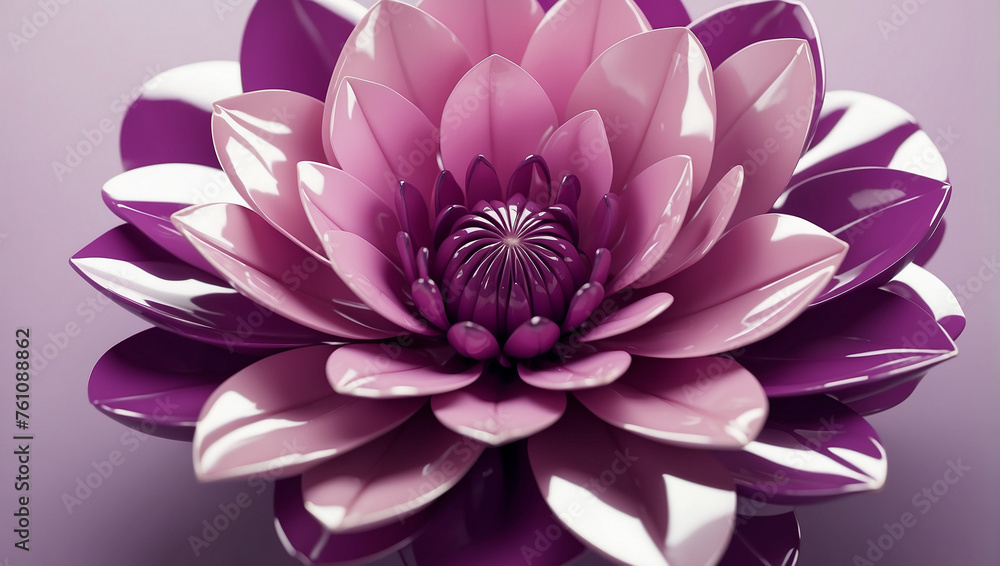 A purple flower with many petals. - obrazy, fototapety, plakaty 