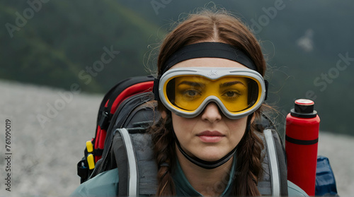 Woman wearing scuba diving mask. generative.ai