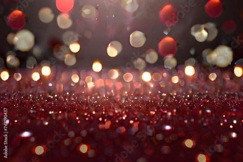 Bokeh background with red and silver light. Glitter and diamond dust, subtle tonal variations. AI generated, Abstract maroon red Christmas holiday winter background of falling red sparkle bokeh, Gener