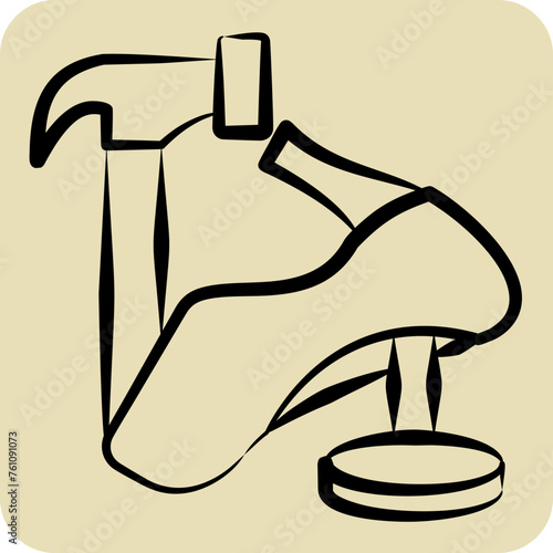 Icon Hammer. related to Shoemaker symbol. hand drawn style. simple design editable. simple illustration