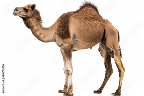 A camel standing against a white background photo