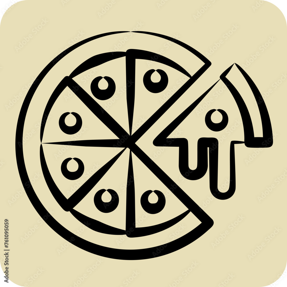Icon Pizza. related to Fast Food symbol. hand drawn style. simple design editable. simple illustration Icon Pizza. related to Fast Food symbol. hand drawn style. simple design editable. simple illustration
