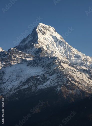 The peaks of Himalayan Annapurna South mountain at Annapurna mountain range