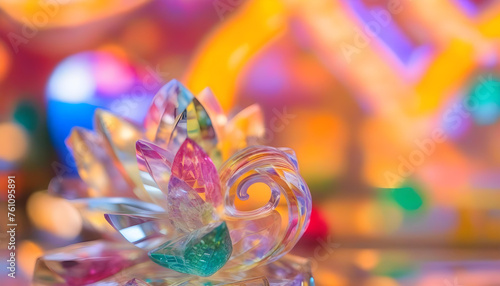 A crystal  with a colorful bokeh background © Iqra