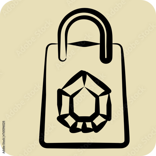 Icon Shopping Bag. related to Jewelry symbol. hand drawn style. simple design editable. simple illustration