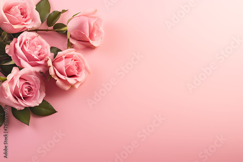 bouquet of roses on Pink back ground 