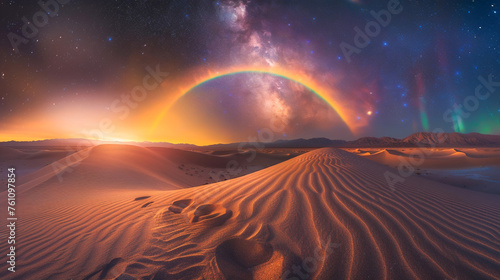 Desert Night Sky with Cosmic Rainbow