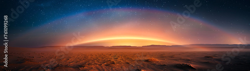 Starry Night Sky with Radiant Desert Rainbow