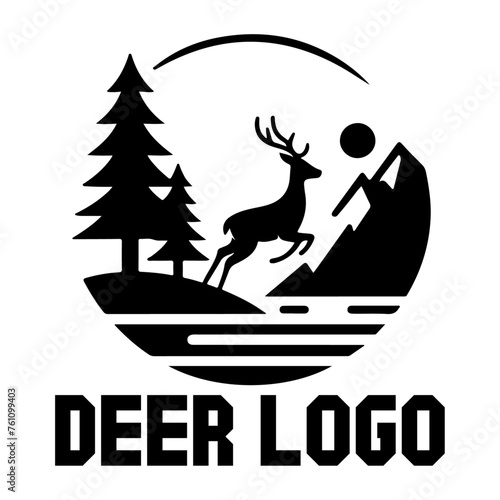 Deer logo vector art illustration black color, a deer logo concept white background photo