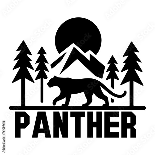 Panther logo vector art illustration black color, a panther logo art illustration