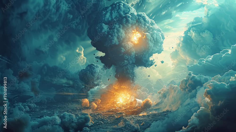 Global Nuclear War Doomsday Conceptual Background. - obrazy, fototapety, plakaty 