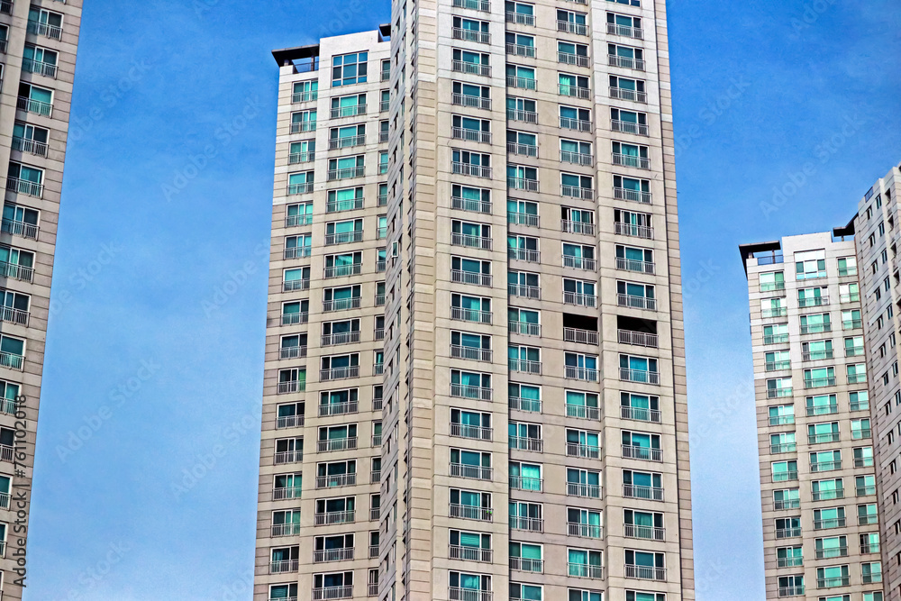 Detail of the condominium building in the city