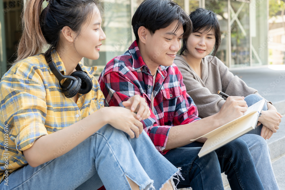 Group Asian student meeting team for work project. team happy study online. Read book in college campus. Group on international Asia University. Education, study, school, college, graduation Group Asian student meeting team for work project. team happy study online. Read book in college campus. Group on international Asia University. Education, study, school, college, graduation