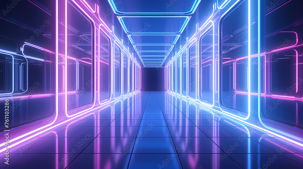 Abstract neon corridor background Abstract neon corridor background