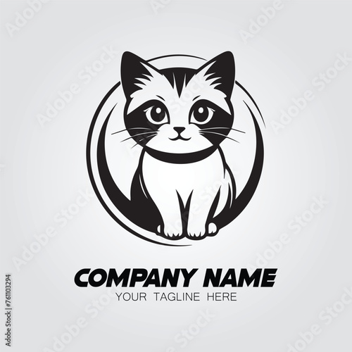 Fototapeta Naklejka Na Ścianę i Meble -  A cat logo vector image. Illustration of kitten silhouette design for logo company or brand