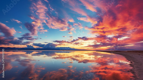 Panorama of dramatic vibrant color with beautiful cloudscape view © BornHappy