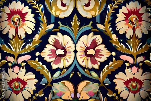 Vintage wallpaper with floral pattern Generative AI