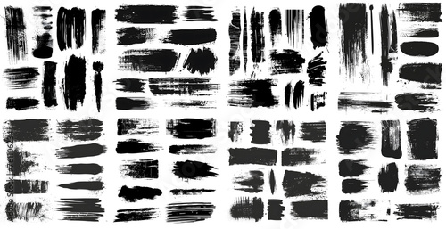 Hand drawn collection of abstract ink lines and brush strokes. Grunge set of graphic illustrations for banner template. Vector elements isolated on white and transparent background