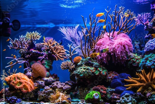 Delve into the mysterious depths of an underwater world teeming with colorful coral reefs and exotic marine life with a nature background  evoking a sense of wonder and awe  Generative AI