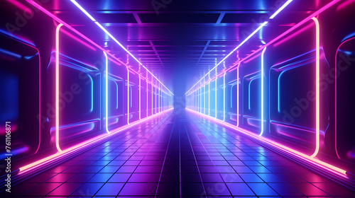 Corridor features vibrant neon lights and futuristic design