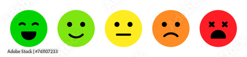 Feedback emoticons rating emojis. Smiley icon set , happy, neutral, sad, emoji, flat icon - Customer satisfaction rating scale with good and bad emotions. Vector illustration	