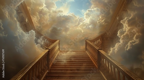 a beautiful stairway to heaven paradise. wallpaper background 16:9