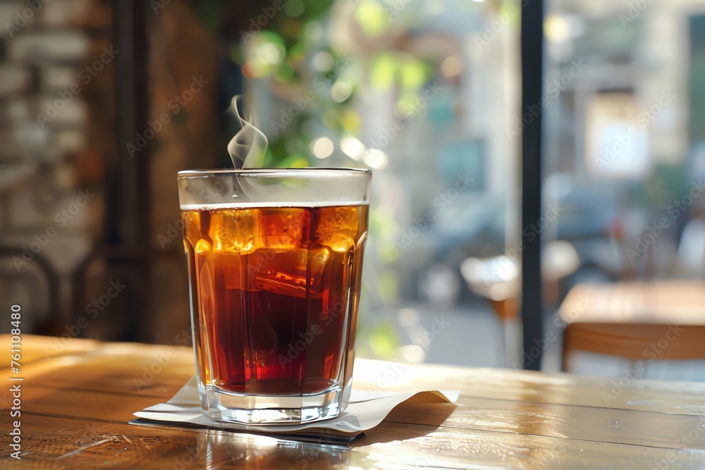 Cup of black Coffee on wooden table in coffee shop
Cup of black Coffee on wooden table in coffee shop
