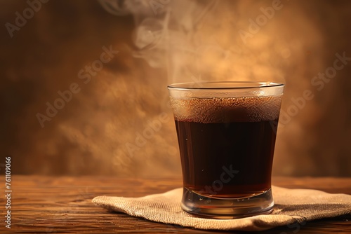 Cup of black Coffee on wooden table in coffee shop
