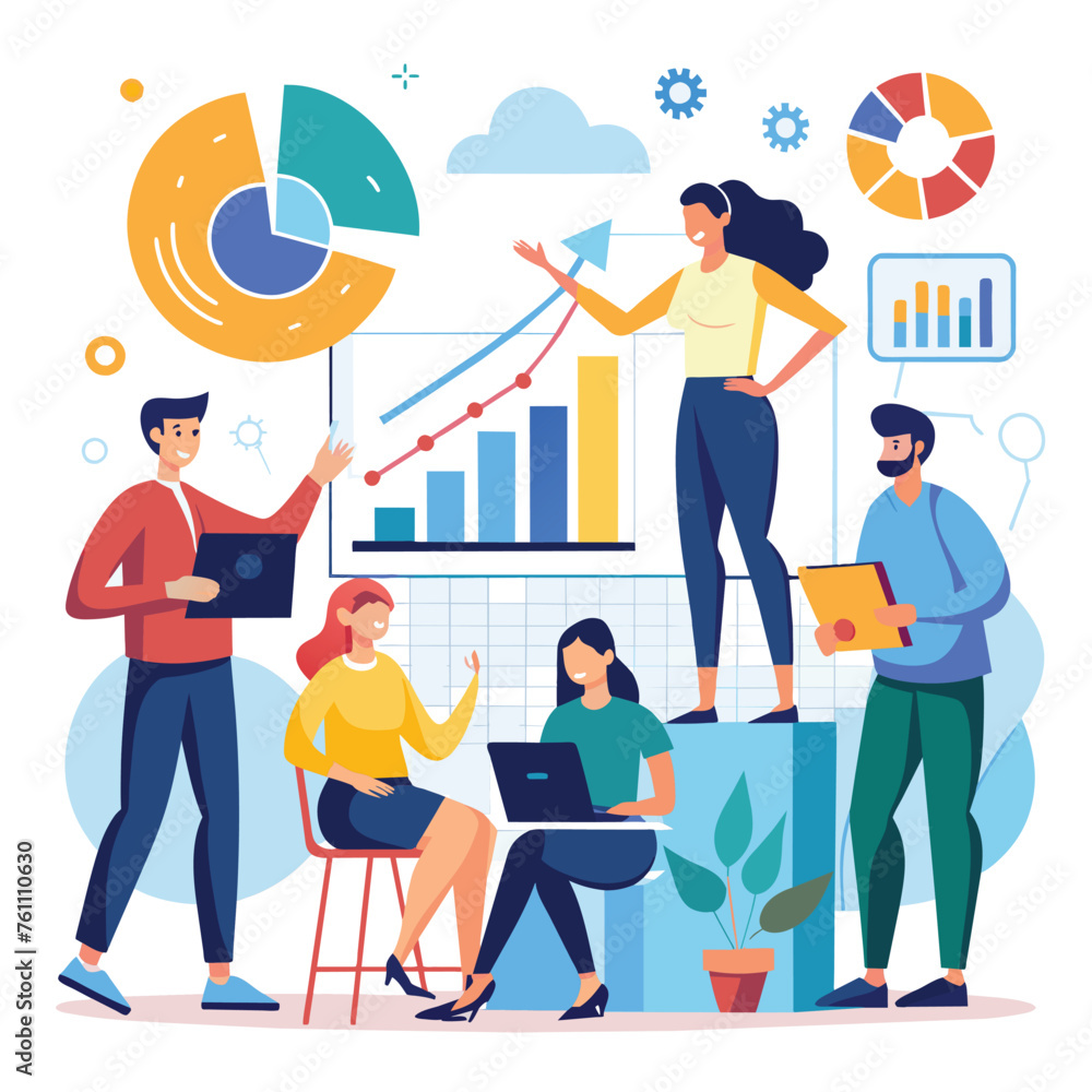 People working together in office. Teamwork concept. Vector illustration in flat style People working together in office. Teamwork concept. Vector illustration in flat style