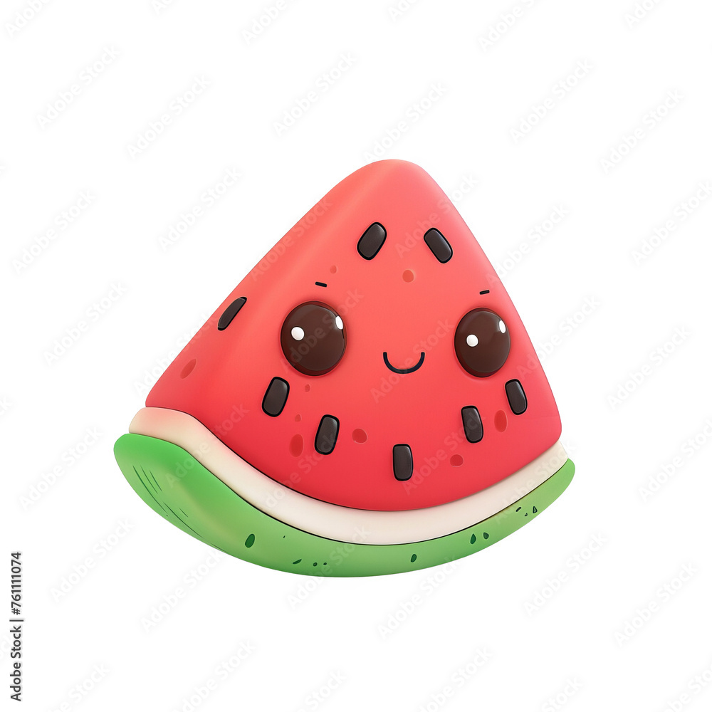 Super cute clay watermelon slice, 3D icon clay render with cartoon style, PNG Background Transparent Super cute clay watermelon slice, 3D icon clay render with cartoon style, PNG Background Transparent