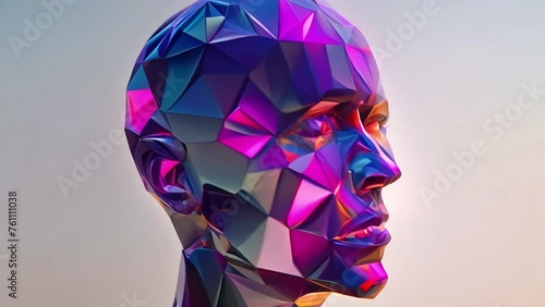 A man made of vivid, colorful, melting transparent glass, geometric shape design. Generative AI