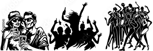 People holding using mobile phones set Characters with smartphones in hands Men women use cellphones surfing internet chatting Flat graphic vector illustrations black and white