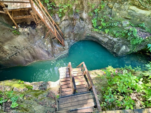 Carribean waterfall aerial view