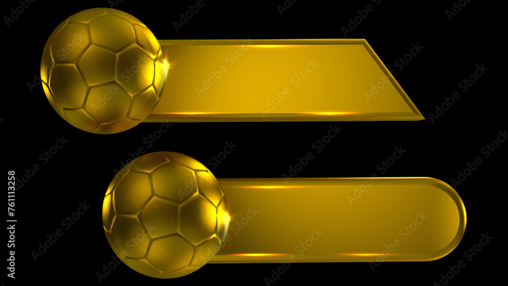 Fototapeta premium Plecas desportivas, con balón de fútbol soccer, color dorado.