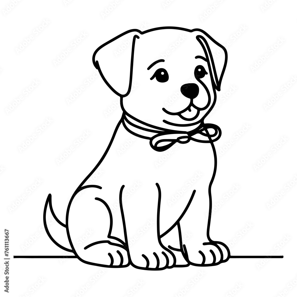 hand draw line art cute puppy dog doodle, continuous single clean drawing line dog cartoon style coloring book page for kid vector illustration on white background hand draw line art cute puppy dog doodle, continuous single clean drawing line dog cartoon style coloring book page for kid vector illustration on white background