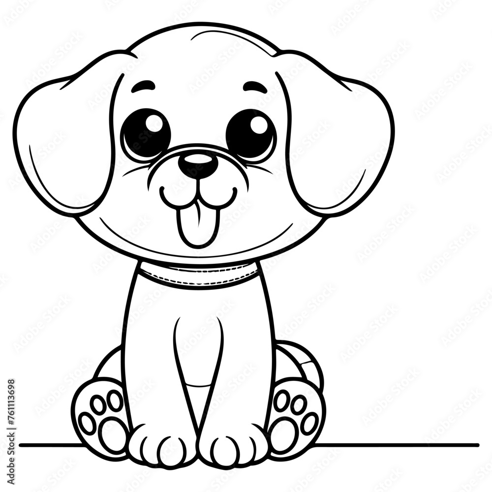 hand draw line art cute puppy dog doodle, continuous single clean drawing line dog cartoon style coloring book page for kid vector illustration on white background hand draw line art cute puppy dog doodle, continuous single clean drawing line dog cartoon style coloring book page for kid vector illustration on white background