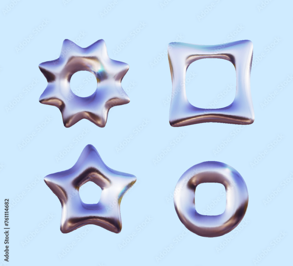 3d chrome metal shape element for design in Y2K style 3d chrome metal shape element for design in Y2K style
