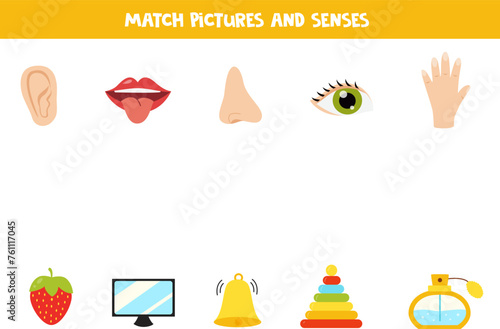 Match objects and senses. Five senses worksheet.