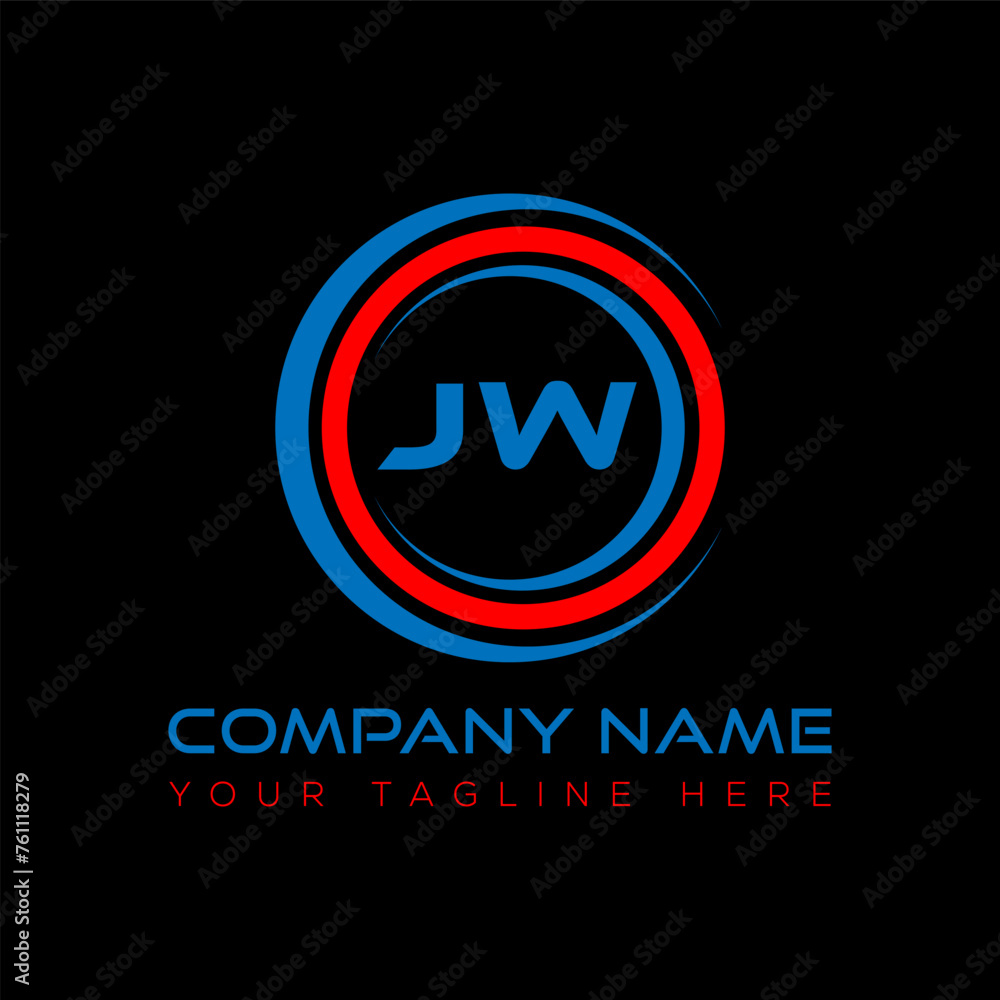 JW letter logo creative design. JW unique design.