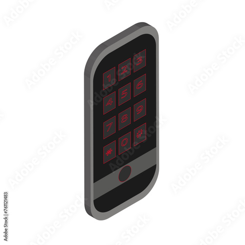 coded electronic lock, intercom with digital and chip button, isolated on a white background in isometric projection, 3d