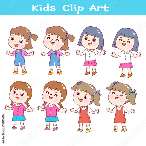 Set little kids character vector.
