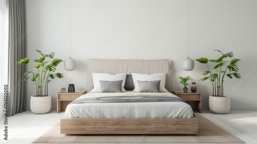 Modern cozy bedroom interior in luxury home. Modern cozy bedroom interior in luxury home.