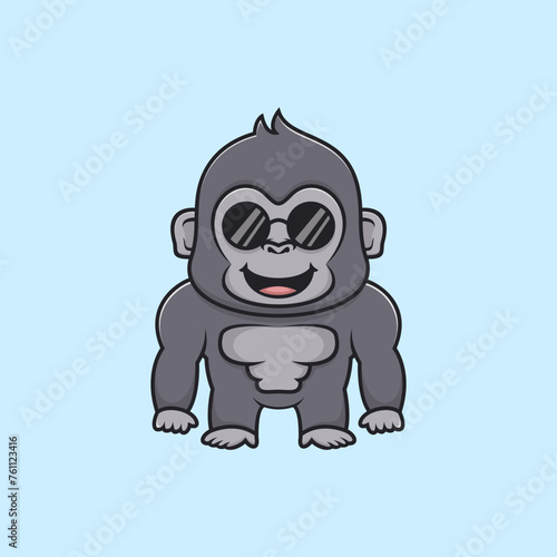 cute gorila logo cartoon