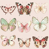 A repeating design featuring colorful butterflies in flight (inspired by seamless patterns with butterflies)