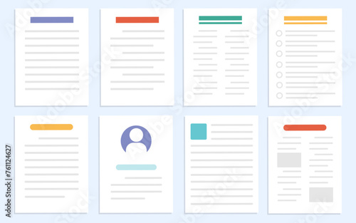 Set of office documents and folder in flat design, Simple design document icon vector illustration.