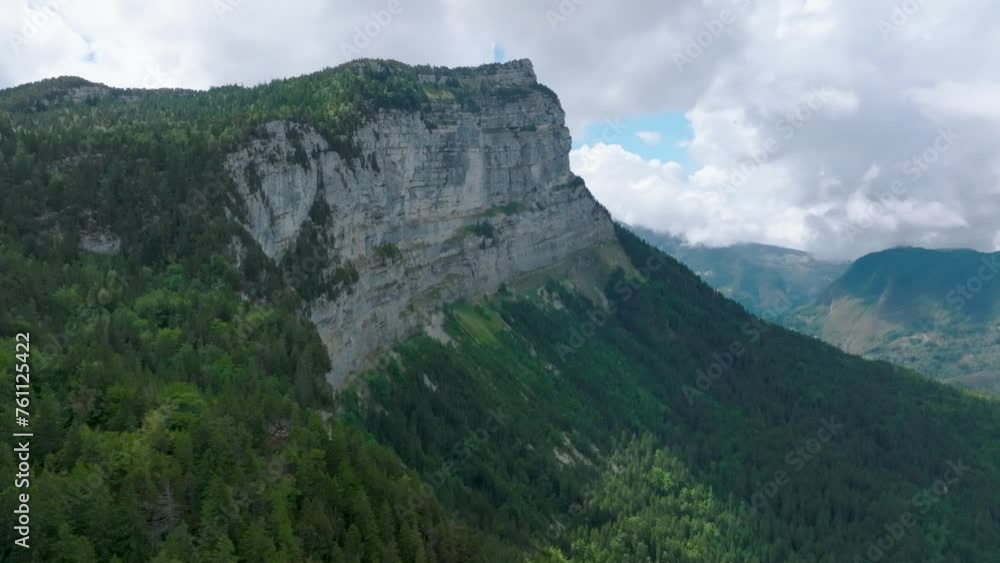 Circular shot of mount in green valley of pine, French Alps Circular shot of mount in green valley of pine, French Alps