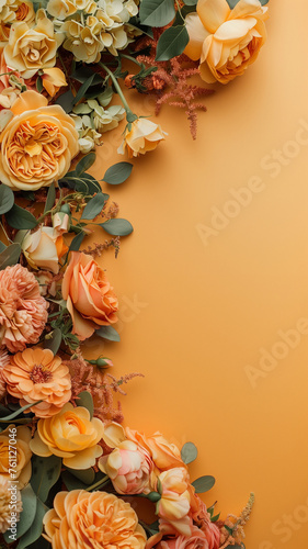 A colorful autumn arrangement with a pumpkin and vibrant flowers photo