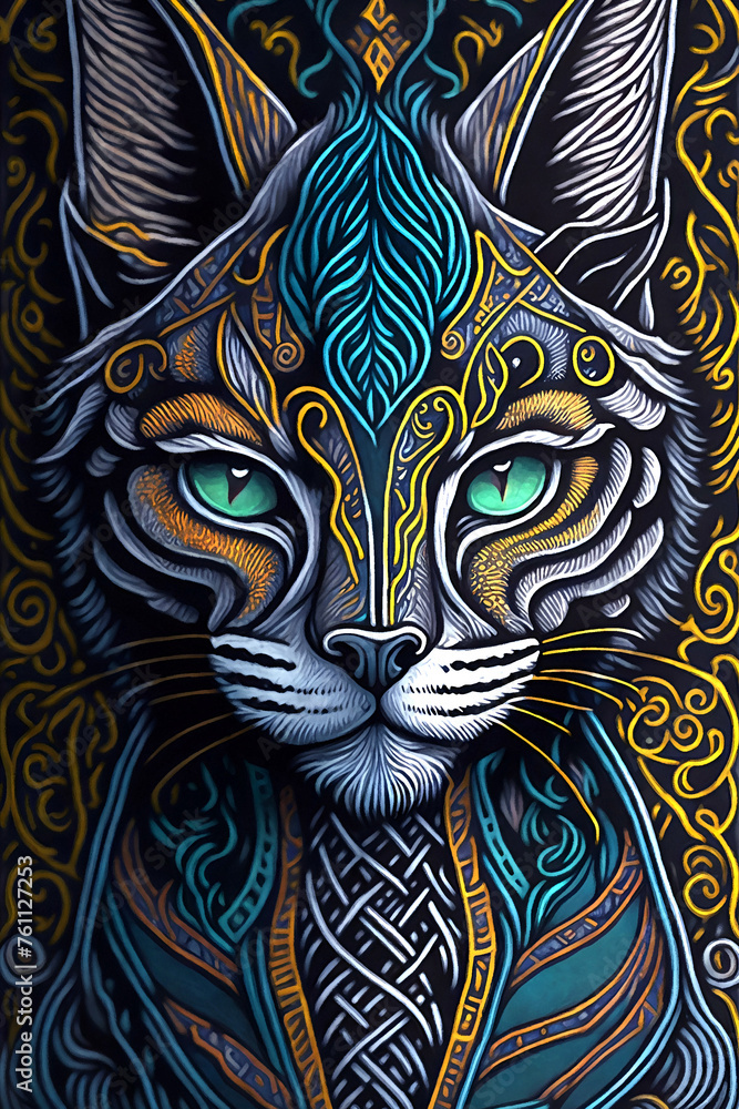 Animal character illustration with celtic pattern