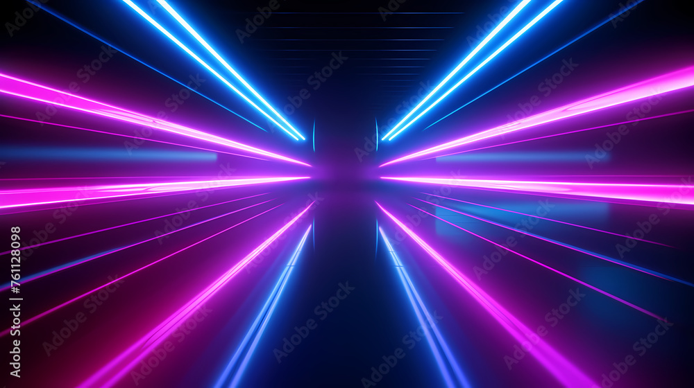 Futuristic sci-fi corridor with glowing and vibrant neon lights Futuristic sci-fi corridor with glowing and vibrant neon lights